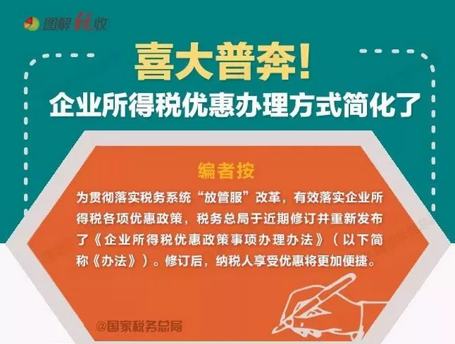 企業所得稅優惠辦理方式簡化了